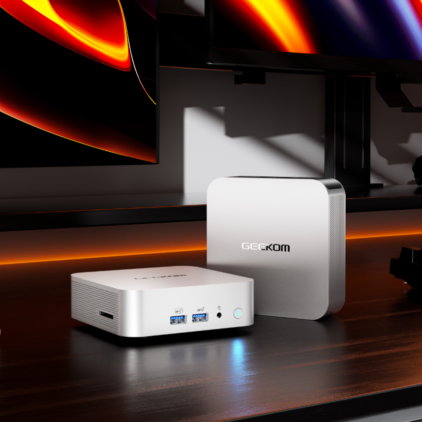 Mini PC Geekom A7 con procesador Ryzen 5 - Mostrando sus puertos frontales.