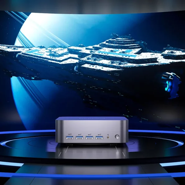 Mini PC Geekom GT1 Mega con procesador Intel Ultra 9 o Ultra 5 -  Imagen futurista.
